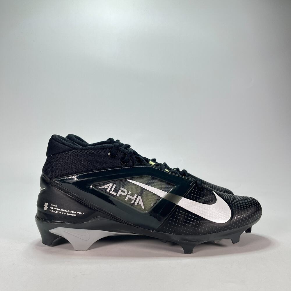 Nike Alpha Menace 4 Pro Black White Football Cleats FD7037-001 Men's Size 10